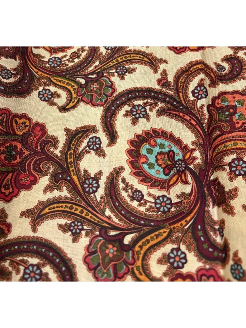 Paisley Cotton Fabric 1/2 yard x 44" Multicolor Cotton Floral Swirls Sewing